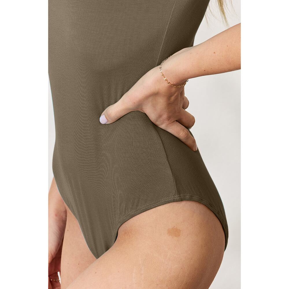 BASIC BAE Mocha Brown Short Sleeve Bodysuit NEW Misses Plus - Picture 4 of 6